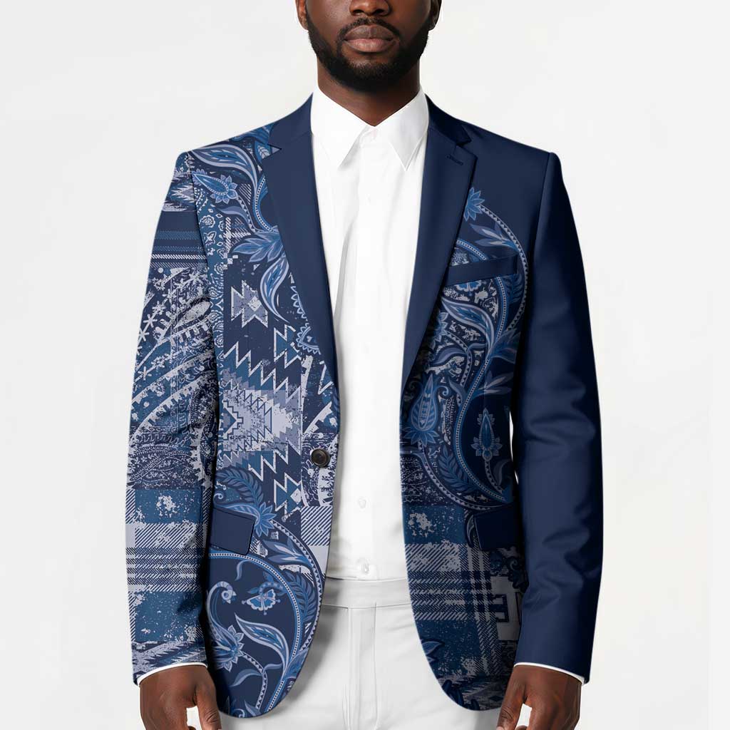 Africa Floral mix Maasai Shuka Blazer Blue Moitf