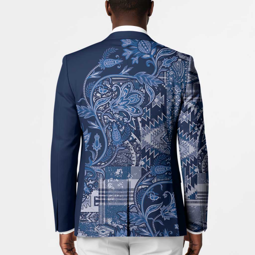 Africa Floral mix Maasai Shuka Blazer Blue Moitf