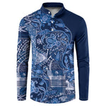 Africa Floral mix Maasai Shuka Button Sweatshirt Blue Moitf