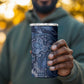 Afro Floral mix Maasai Shuka 4 in 1 Can Cooler Tumbler Blue Moitf