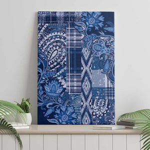 Afro Floral mix Maasai Shuka Canvas Wall Art Blue Moitf