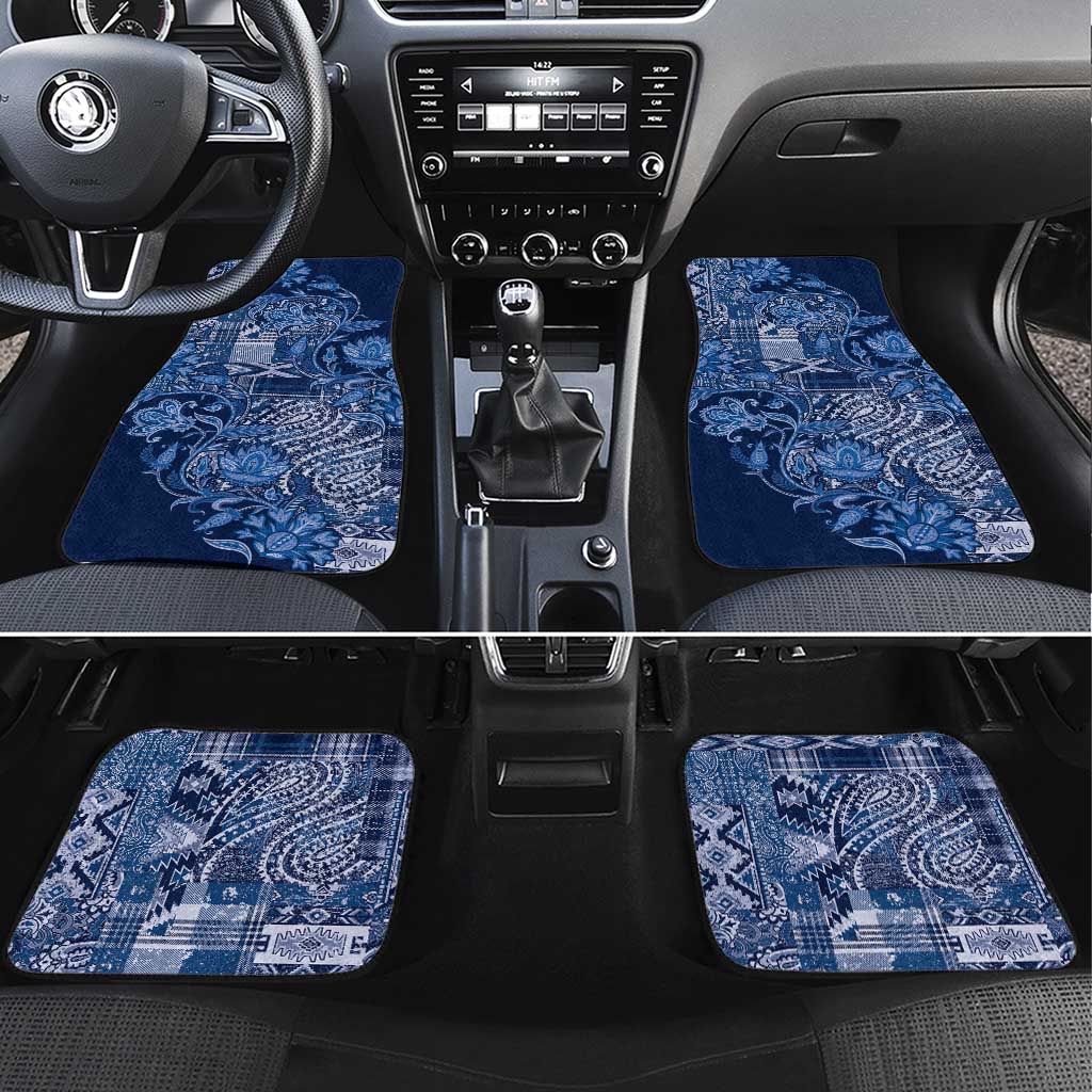 Afro Floral mix Maasai Shuka Car Mats Blue Moitf