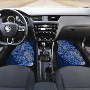 Afro Floral mix Maasai Shuka Car Mats Blue Moitf