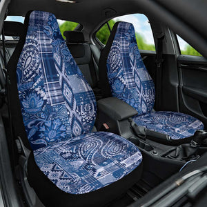 Afro Floral mix Maasai Shuka Car Seat Cover Blue Moitf