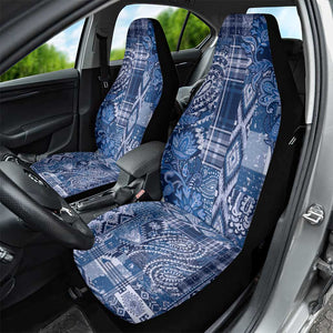 Afro Floral mix Maasai Shuka Car Seat Cover Blue Moitf