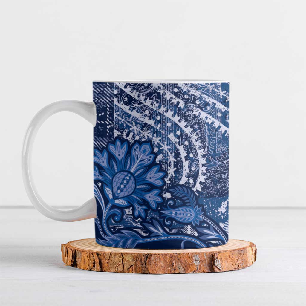 Africa Floral mix Maasai Shuka Ceramic Mug Blue Moitf