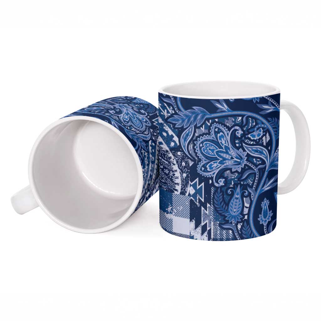 Africa Floral mix Maasai Shuka Ceramic Mug Blue Moitf