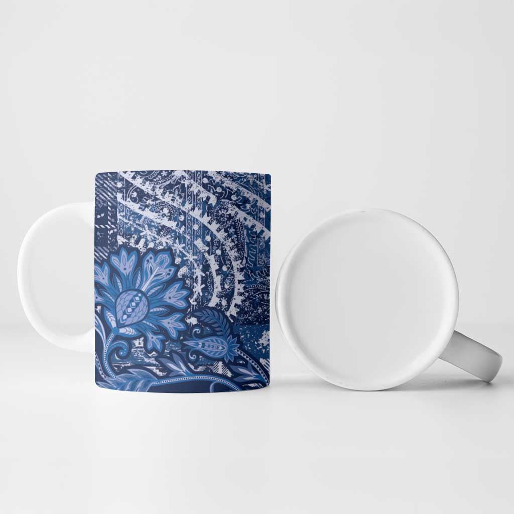 Africa Floral mix Maasai Shuka Ceramic Mug Blue Moitf