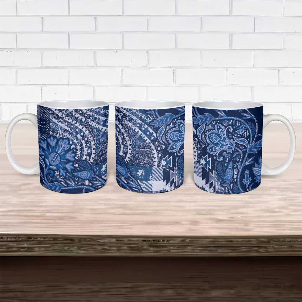 Africa Floral mix Maasai Shuka Ceramic Mug Blue Moitf