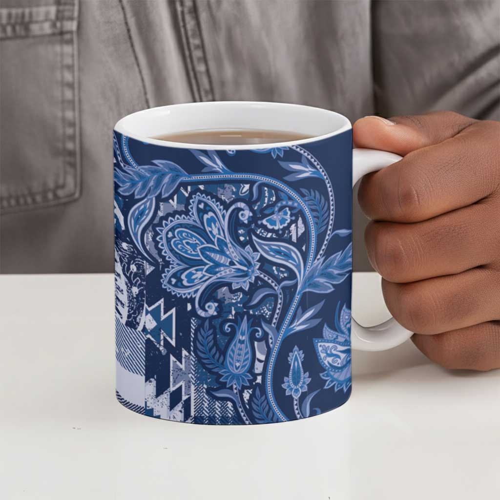 Africa Floral mix Maasai Shuka Ceramic Mug Blue Moitf