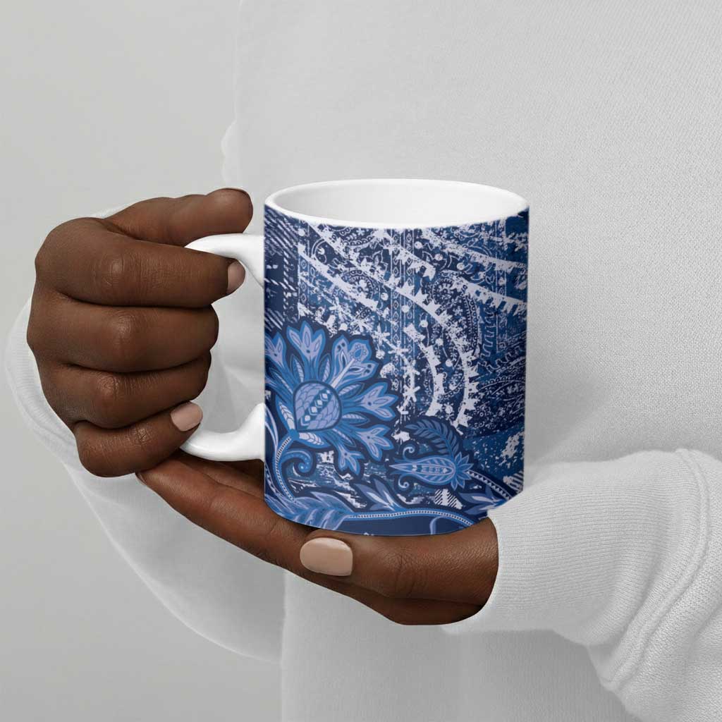 Africa Floral mix Maasai Shuka Ceramic Mug Blue Moitf