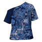 Africa Floral mix Maasai Shuka Cross Shoulder Shirt Blue Moitf