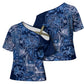 Africa Floral mix Maasai Shuka Cross Shoulder Shirt Blue Moitf