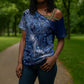 Africa Floral mix Maasai Shuka Cross Shoulder Shirt Blue Moitf