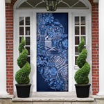 Africa Floral mix Maasai Shuka Door Cover Blue Moitf