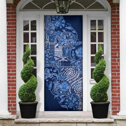 Africa Floral mix Maasai Shuka Door Cover Blue Moitf