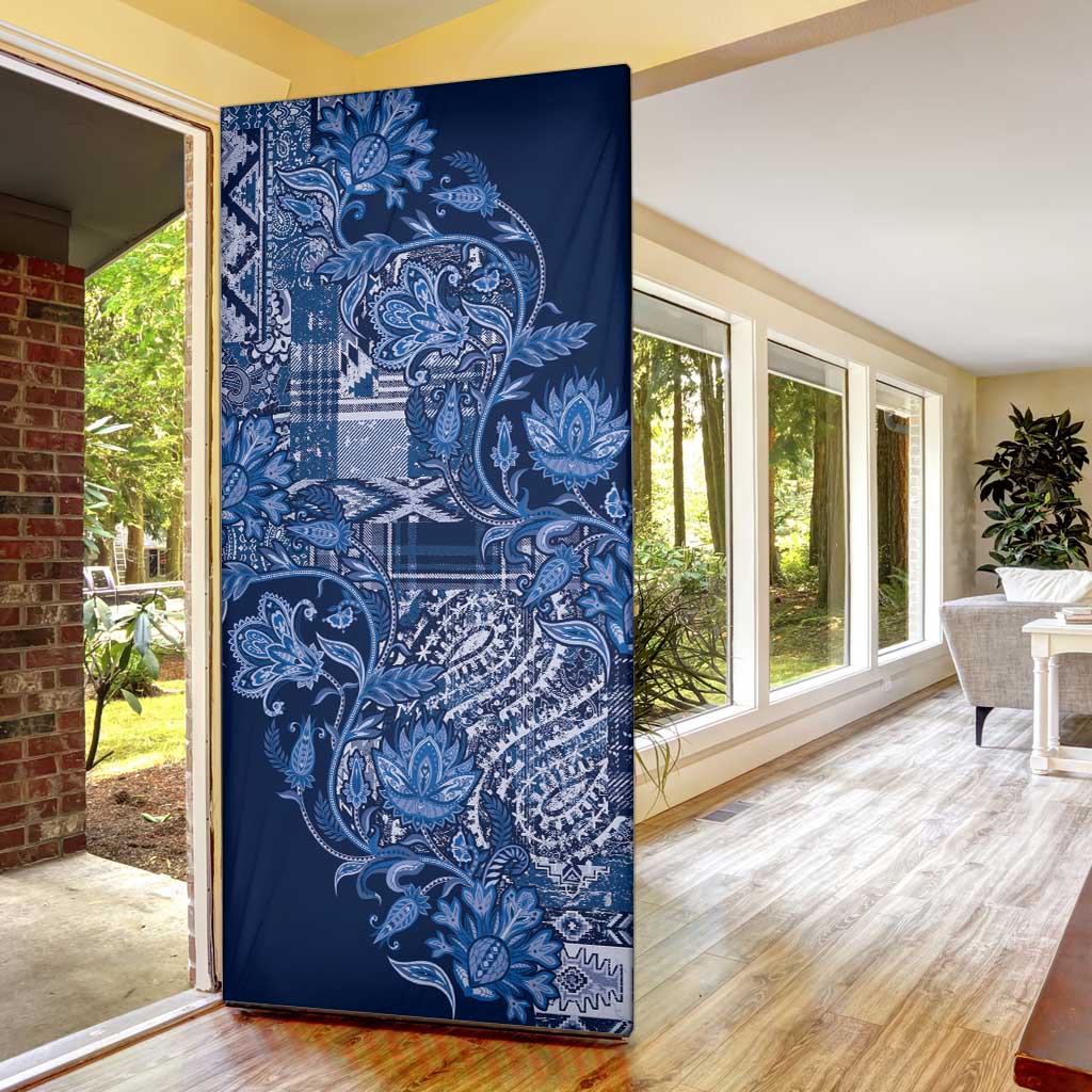 Africa Floral mix Maasai Shuka Door Cover Blue Moitf