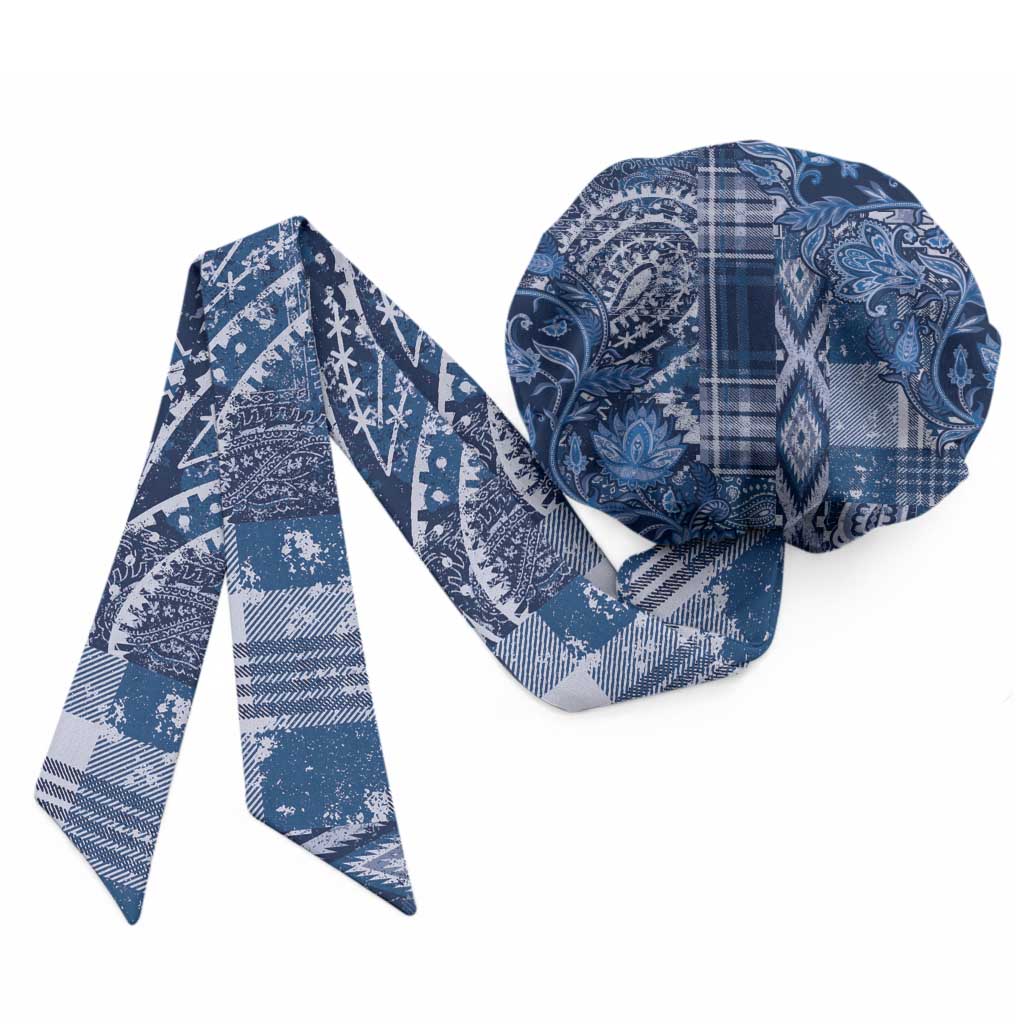 Africa Floral mix Maasai Shuka Easy Headwrap Blue Moitf
