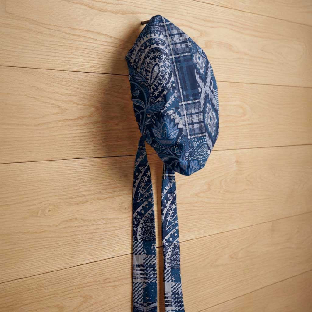 Africa Floral mix Maasai Shuka Easy Headwrap Blue Moitf