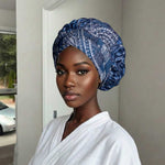 Africa Floral mix Maasai Shuka Easy Headwrap Blue Moitf