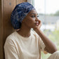 Africa Floral mix Maasai Shuka Easy Headwrap Blue Moitf