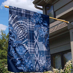 Afro Floral mix Maasai Shuka Garden Flag Blue Moitf