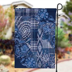 Afro Floral mix Maasai Shuka Garden Flag Blue Moitf