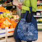 Afro Floral mix Maasai Shuka Grocery Bag Blue Moitf