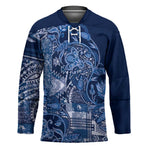 Africa Floral mix Maasai Shuka Hockey Jersey Blue Moitf