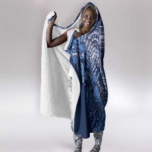 Afro Floral mix Maasai Shuka Hooded Blanket Blue Moitf