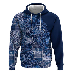 Afro Floral mix Maasai Shuka Hoodie Blue Moitf