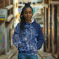 Afro Floral mix Maasai Shuka Hoodie Blue Moitf