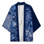 Africa Floral mix Maasai Shuka Kimono Blue Moitf