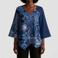 Africa Floral mix Maasai Shuka Kimono Sleeve Blouse Blue Moitf