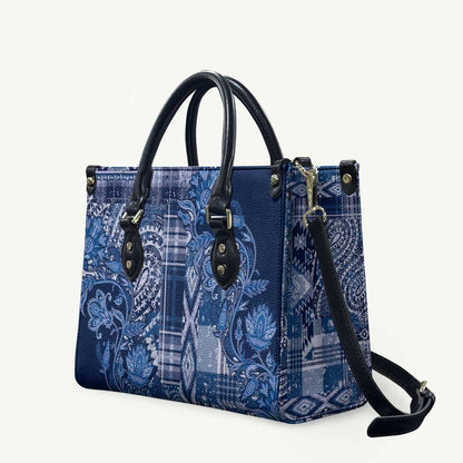 Africa Floral mix Maasai Shuka Leather Bag Blue Moitf