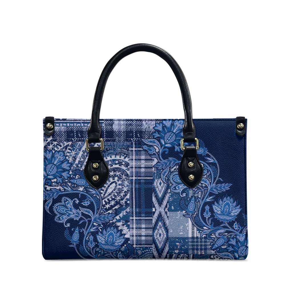 Africa Floral mix Maasai Shuka Leather Bag Blue Moitf