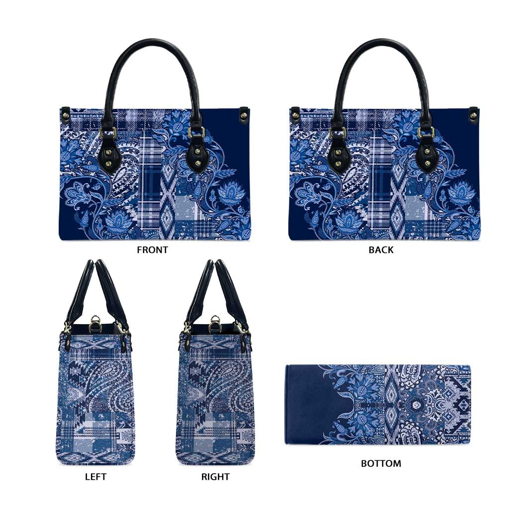 Africa Floral mix Maasai Shuka Leather Bag Blue Moitf
