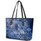 Afro Floral mix Maasai Shuka Leather Tote Bag Blue Moitf