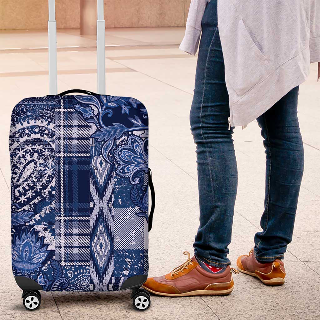 Afro Floral mix Maasai Shuka Luggage Cover Blue Moitf