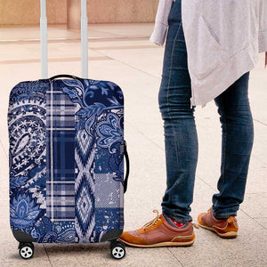 Afro Floral mix Maasai Shuka Luggage Cover Blue Moitf