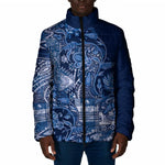 Africa Floral mix Maasai Shuka Padded Jacket Blue Moitf