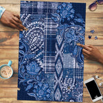 Africa Floral mix Maasai Shuka Puzzle Blue Moitf