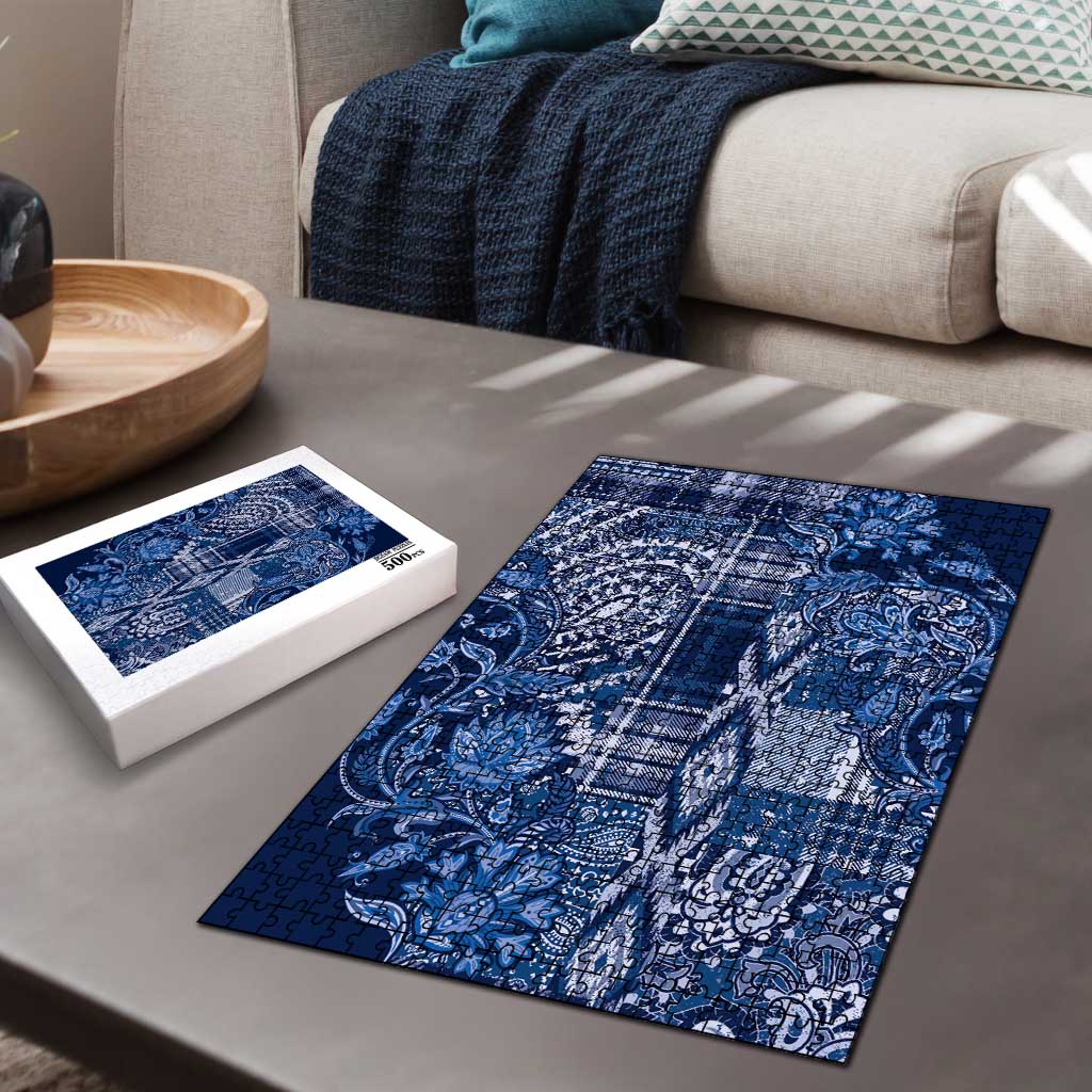 Africa Floral mix Maasai Shuka Puzzle Blue Moitf