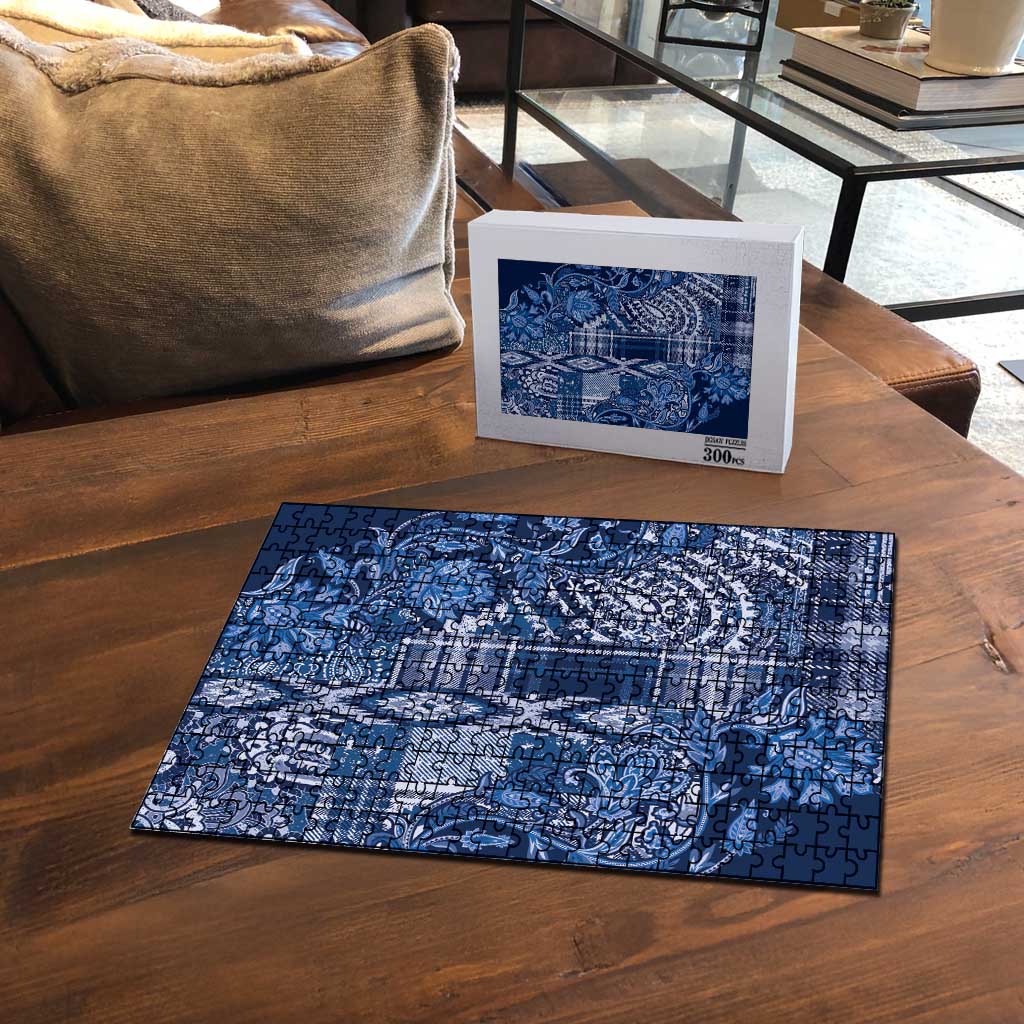 Africa Floral mix Maasai Shuka Puzzle Blue Moitf