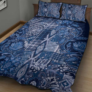 Afro Floral mix Maasai Shuka Quilt Bed Set Blue Moitf