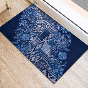 Afro Floral mix Maasai Shuka Rubber Doormat Blue Moitf