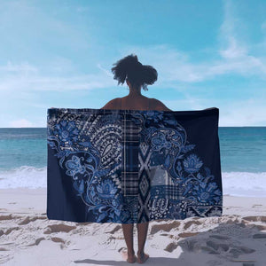 Afro Floral mix Maasai Shuka Sarong Blue Moitf