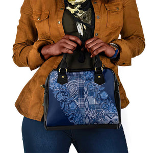 Afro Floral mix Maasai Shuka Shoulder Handbag Blue Moitf