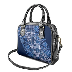 Afro Floral mix Maasai Shuka Shoulder Handbag Blue Moitf