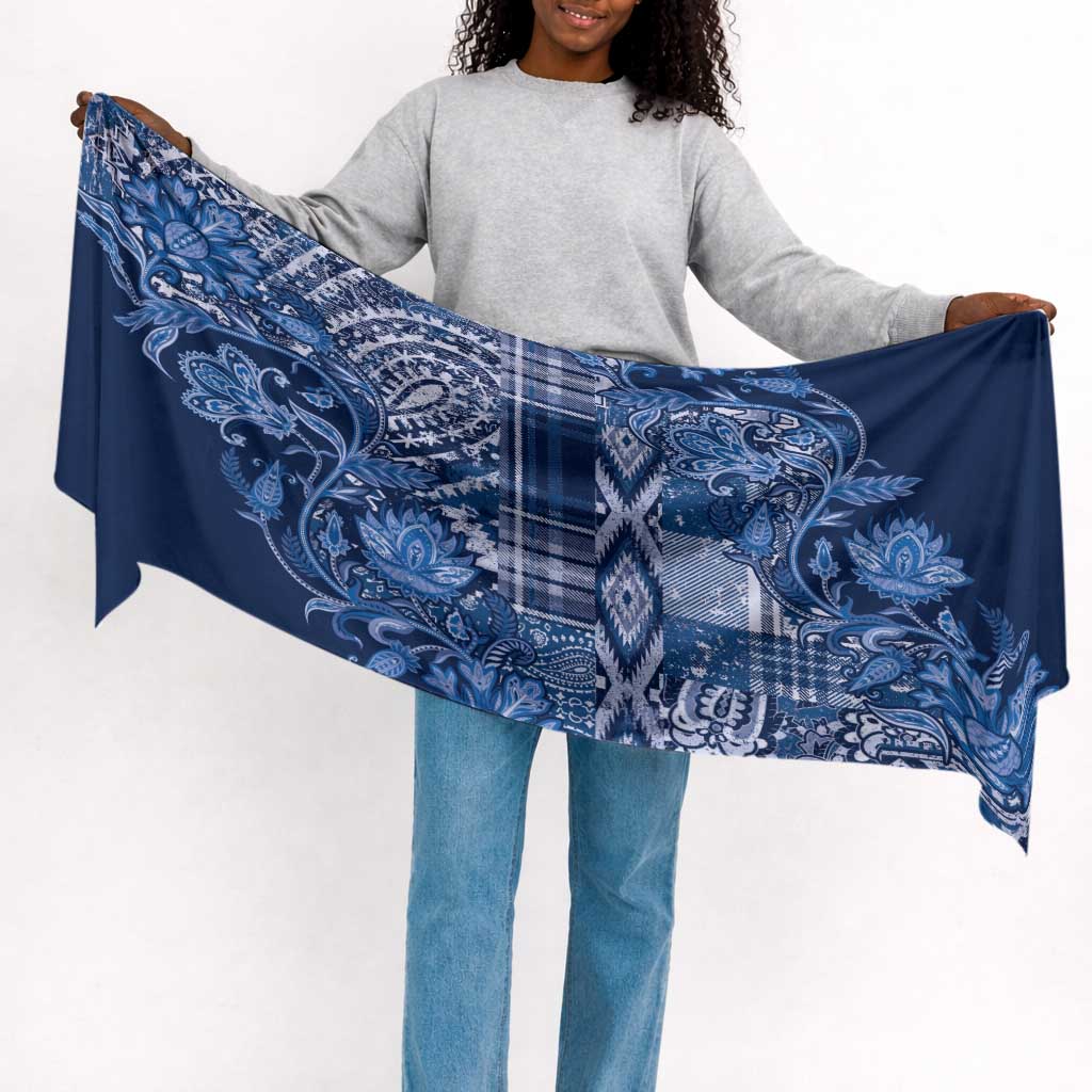 Africa Floral mix Maasai Shuka Simple Headwrap Blue Moitf